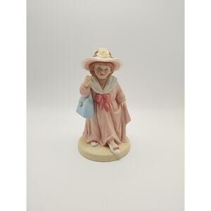 Vintage HOMCO #1488 Girl in Pink Dress & Hat with Purse Porcelain Figurine 5.5"